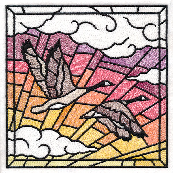 Stained Glass Geese in Flight Square 3 - Image 13
