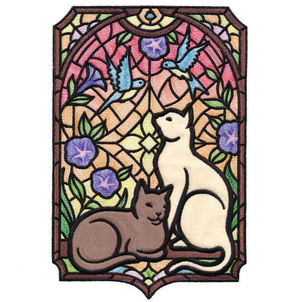 Stained Glass Kitty Panel Scene (Applique) - Image 3