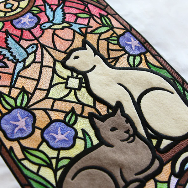 Stained Glass Kitty Panel Scene (Applique) - Image 4