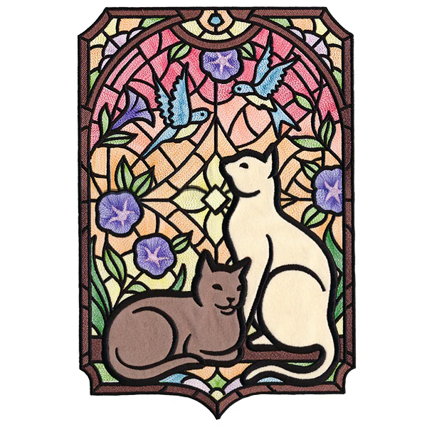 Stained Glass Kitty Panel Scene (Applique) - Image 5