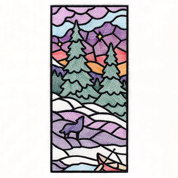 Stained Glass Winter Landscape Panel 1 - Image 4