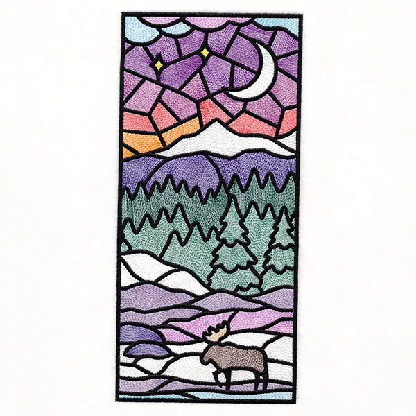 Stained Glass Winter Landscape Panel 3 - Image 13