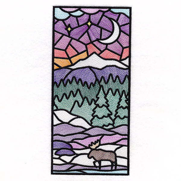 Stained Glass Winter Landscape Panel 3 - Image 4