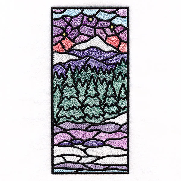 Stained Glass Winter Landscape Panel 4 - Image 10