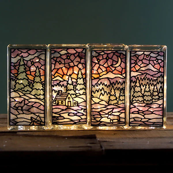 Stained Glass Winter Landscape Panel 4 - Image 12