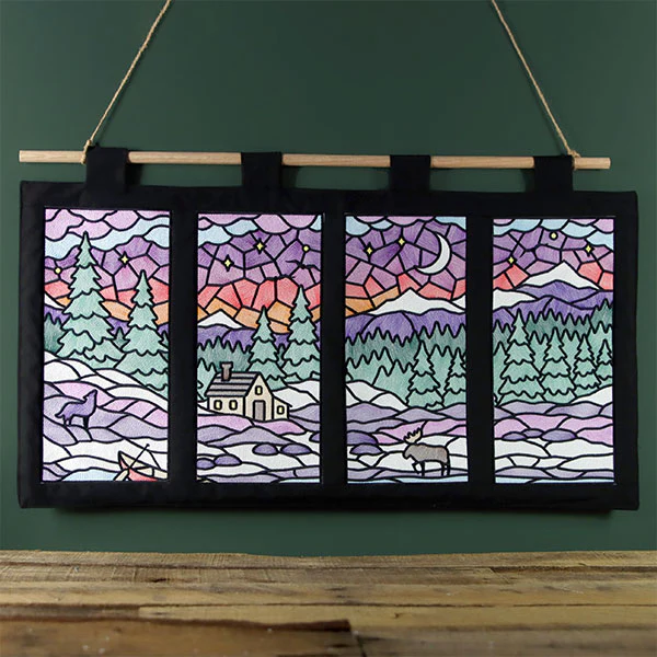 Stained Glass Winter Landscape Panel 4 - Image 9