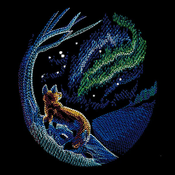Starlit Northern Lights Fox Scene - Image 3