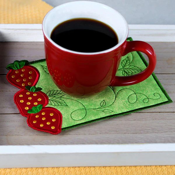 Summer Strawberries Mug Rug (In-the-Hoop) - Image 2