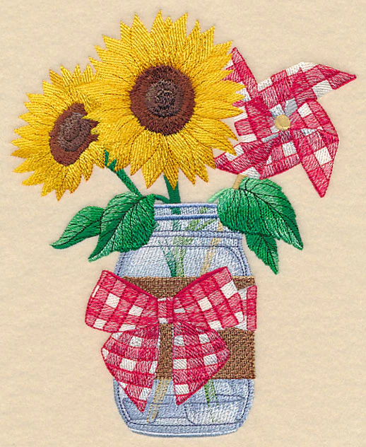 Sunflowers and Pinwheel Mason Jar - Image 4