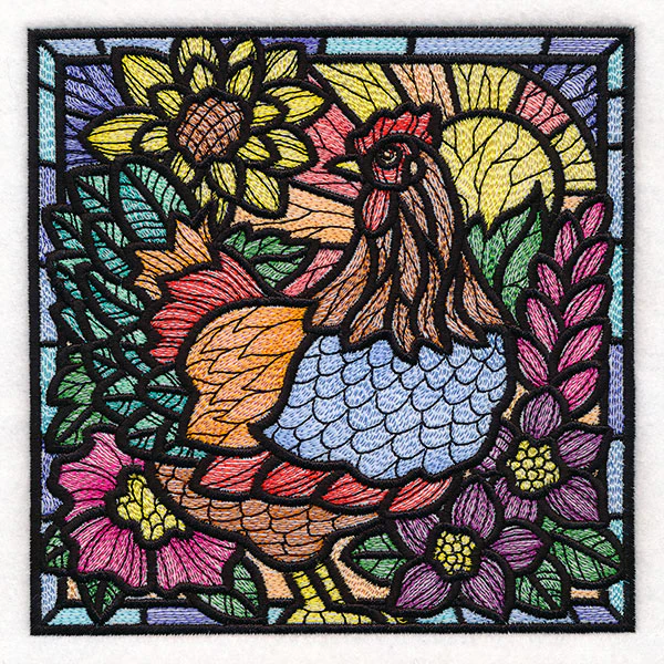 Sunrise Chicken Stained Glass Square - Image 5