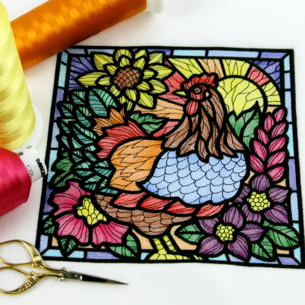 Sunrise Chicken Stained Glass Square - Image 6