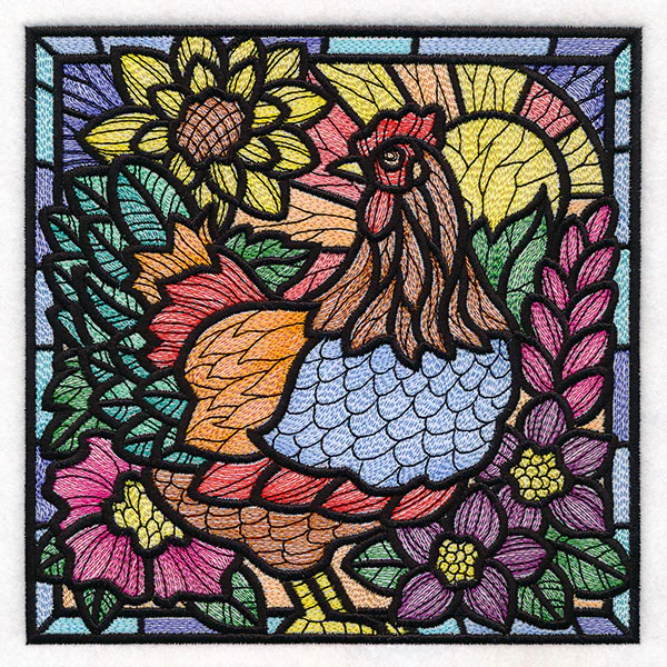 Sunrise Chicken Stained Glass Square - Image 9
