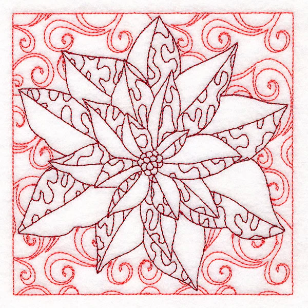 Surrounded by Swirls of Magic Christmas Poinsettia Quilting (Double Run) - Image 4