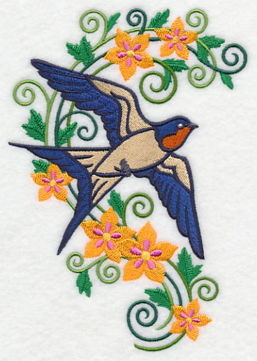 Swallow with Flower Flourish - Image 3