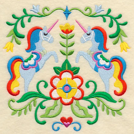 Swedish Folk Art - Unicorns - Image 3