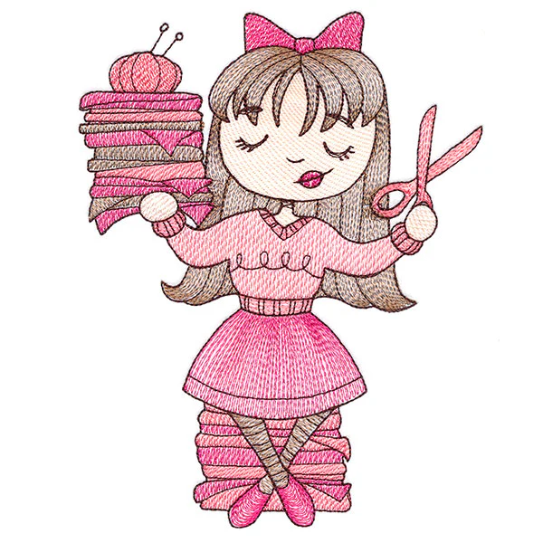 Sweet and Crafty Girl with Fabric - Image 4