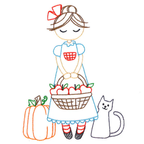 Sweet Fall Girl with Apples (Vintage) - Image 2
