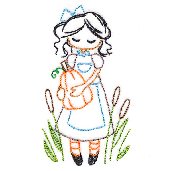 Sweet Fall Girl with Pumpkin (Vintage) - Image 3