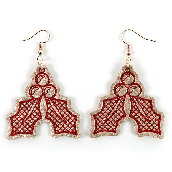 Sweet Holly Leather Earrings (In-the-Hoop)