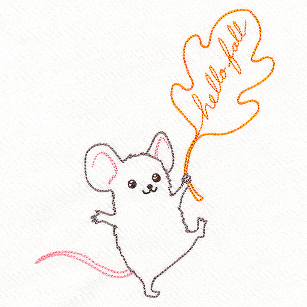 Sweet Mouse with Hello Fall Leaf (Vintage) - Image 2