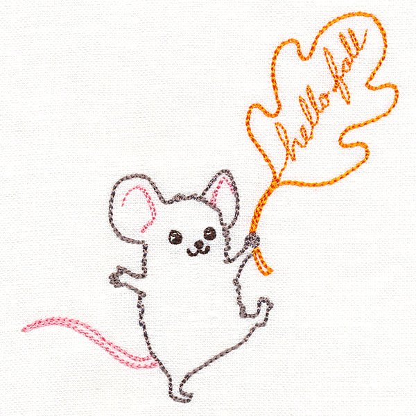 Sweet Mouse with Hello Fall Leaf (Vintage) - Image 3
