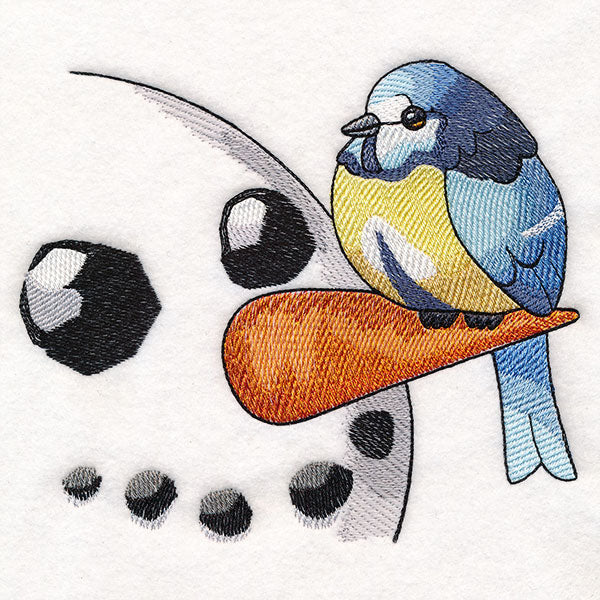 Sweet Peeking Snowman with Blue Tit - Image 3