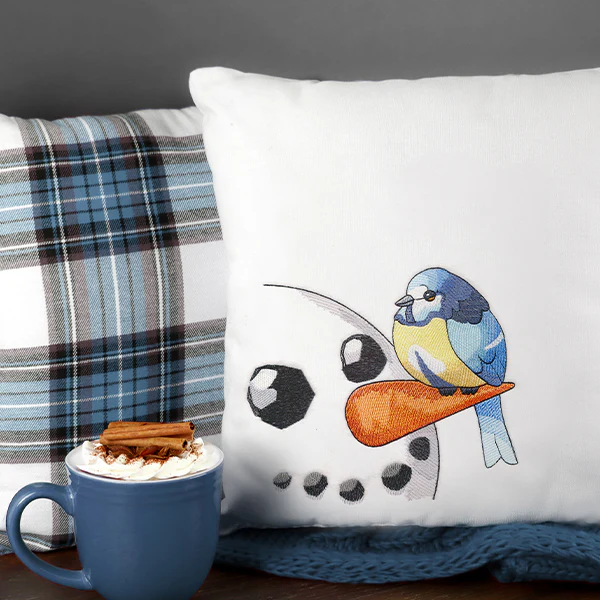 Sweet Peeking Snowman with Blue Tit - Image 4