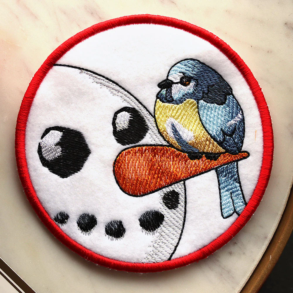 Sweet Peeking Snowman with Blue Tit Coaster (In-the-Hoop) - Image 3