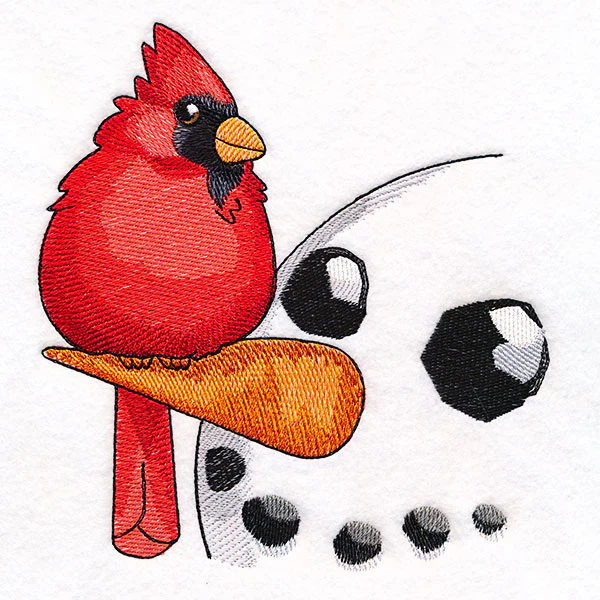 Sweet Peeking Snowman with Cardinal - Image 2
