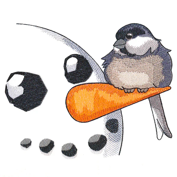 Sweet Peeking Snowman with Chickadee - Image 4