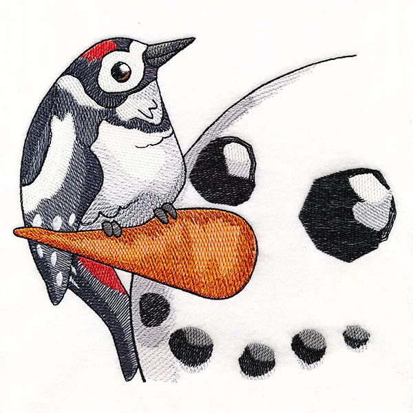 Sweet Peeking Snowman with Woodpecker - Image 4