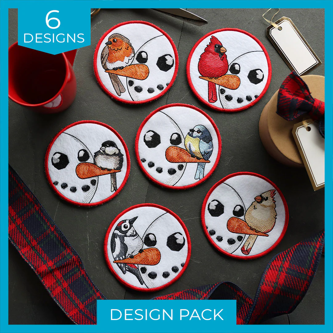 Sweet Peeking Snowmen Coasters (In-the-Hoop) Design Pack - Image 6