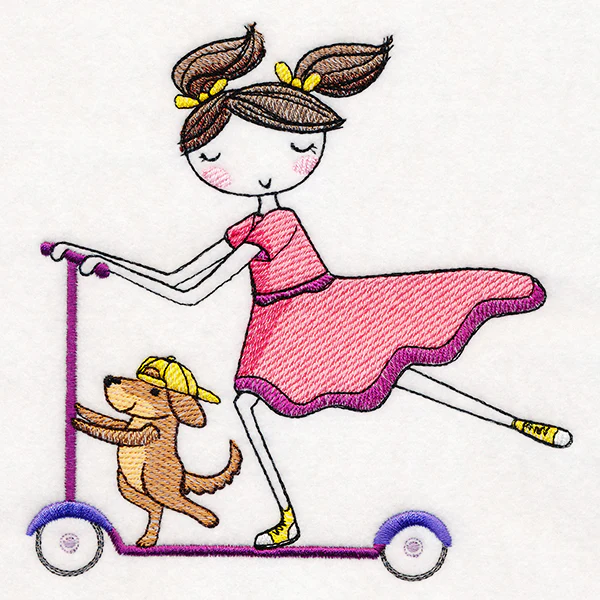 Sweet Scooting Kiddo & Puppy