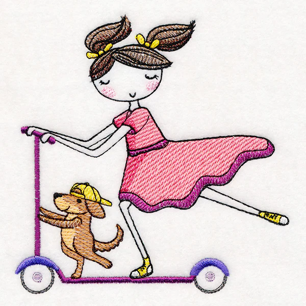 Sweet Scooting Kiddo & Puppy - Image 2