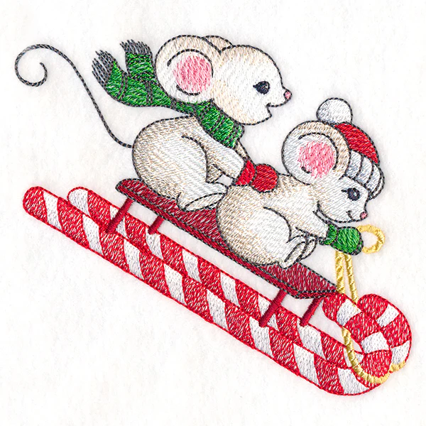 Sweet Sledding Christmas Mice - Image 3