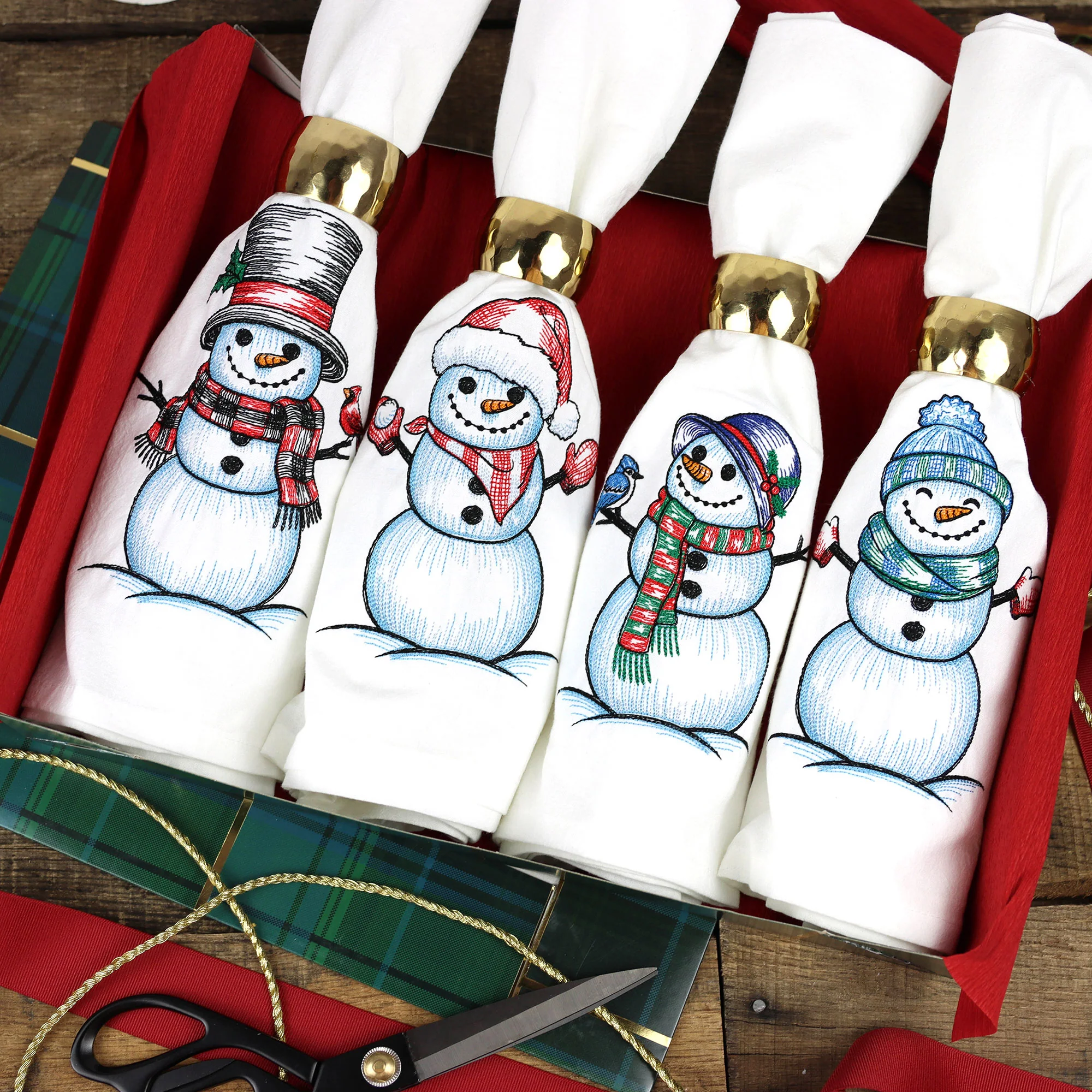 Sweet Snowman Etching with Santa Hat - Image 3