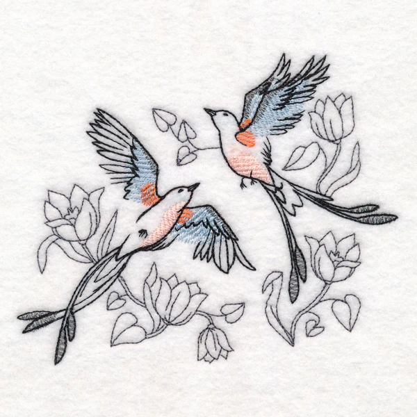 Sweetheart Scissor-Tailed Flycatchers in Watercolor - Image 3