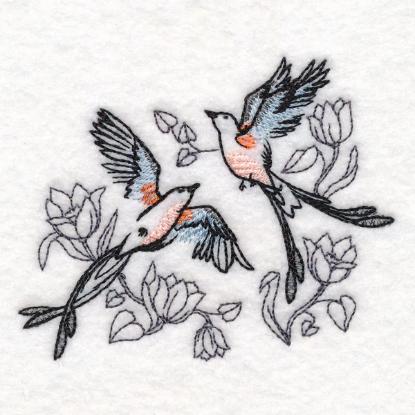 Sweetheart Scissor-Tailed Flycatchers in Watercolor - Image 4