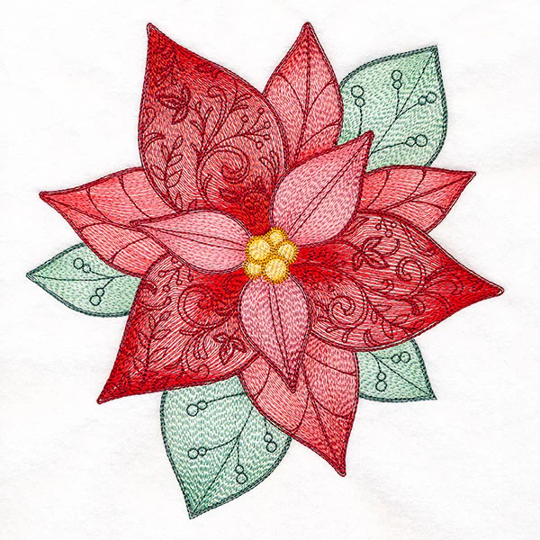 Swirling Christmas Details Poinsettia