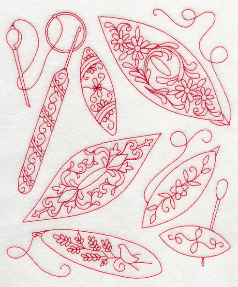 Tatting Shuttle Medley (Redwork)