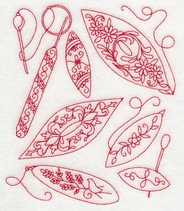 Tatting Shuttle Medley (Redwork) - Image 3