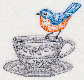 Tea Party Bluebird (Toile) - Image 4