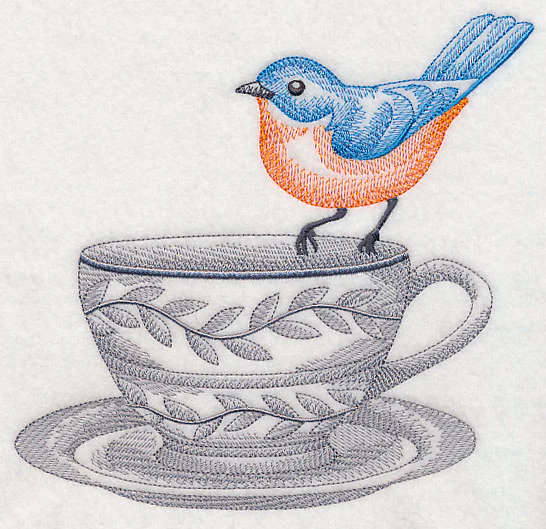 Tea Party Bluebird (Toile) - Image 5