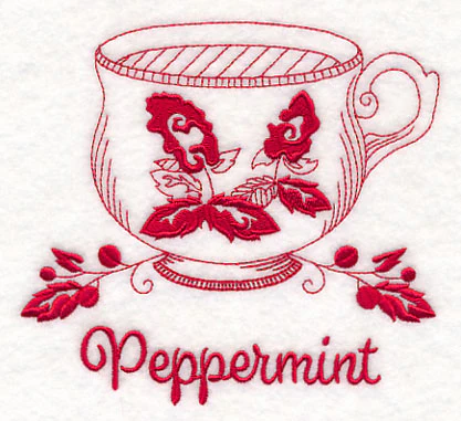Tea Time Peppermint (Redwork) - Image 3