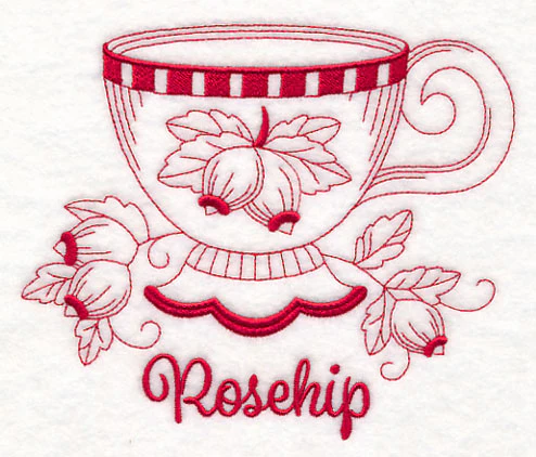 Tea Time Rosehip (Redwork) - Image 3