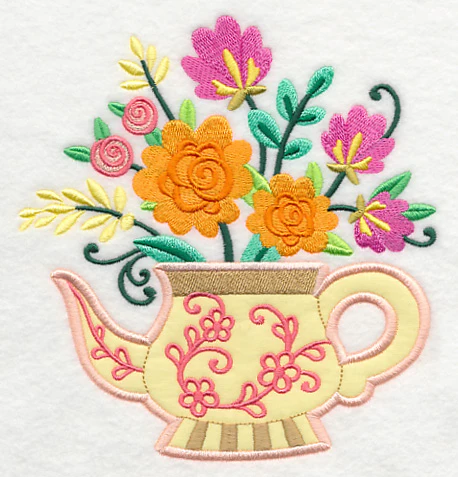 Teapot Bouquet (Applique) - Image 2