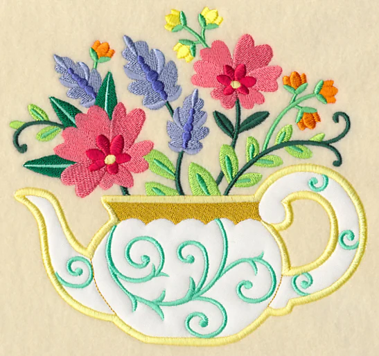 Teapot In Bloom (Applique) - Image 4