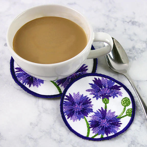 Textured Bachelor Button Coaster (In-the-Hoop) - Image 7