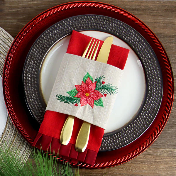 Textured Christmas Poinsettias Accent - Image 5