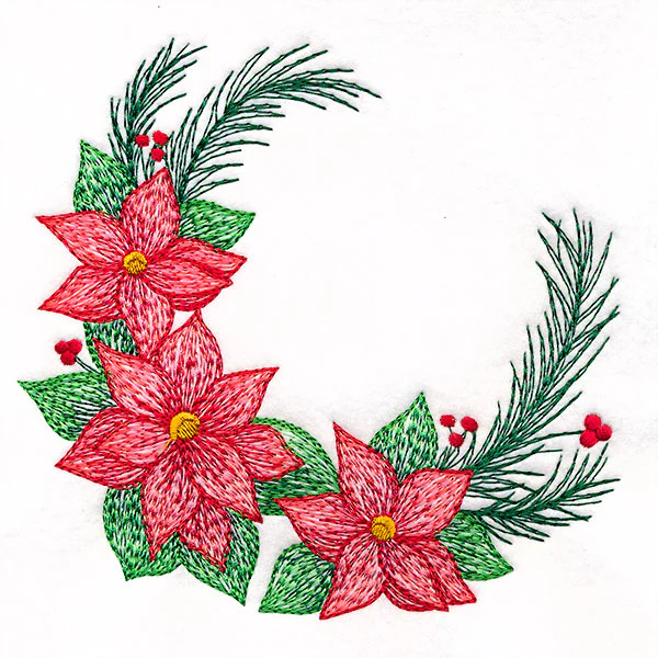 Textured Christmas Poinsettias Wreath - Image 3